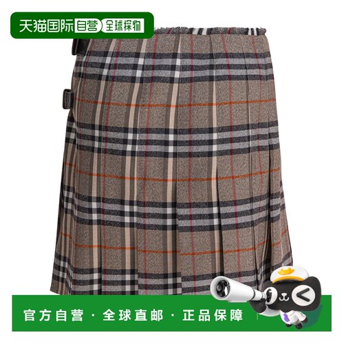 BURBERRY 女士半身裙 8113042 AW2025 浅棕色 Wool knit Check