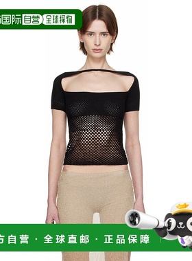 1h可退 潮奢 ISABOULDER 女士 黑色 Band Fishnet 上装 RS25WTP20