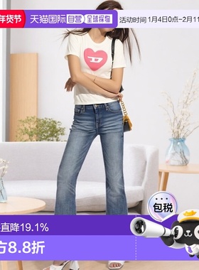 DIESEL迪赛OVAL-D系列女款圆领印花套头短袖A128360SQAD新款