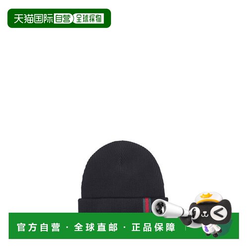 GUCCI 男士帽子 8341924G2001000 CO 黑色 Wool beanie with Web