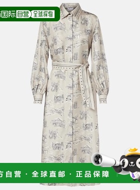 1h可退 潮奢 MaxMara 麦斯玛拉 女士 Carbone 印花真丝中长连衣裙