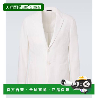 潮奢 armani 阿玛尼 男士 Upton 亚麻帆布西装外套