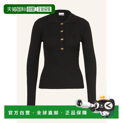 GANNI 女士POLO衫 100308004413000 CO 黑色 Knitted polo shirt
