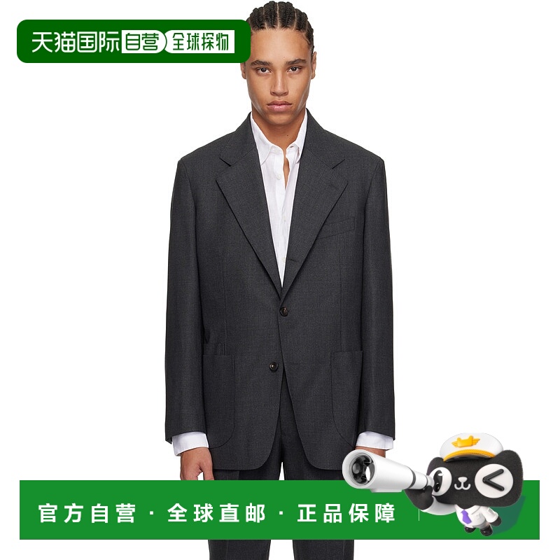 1h可退 潮奢 Drake's 男士 灰色 Tropical Wool Tailored 西装外