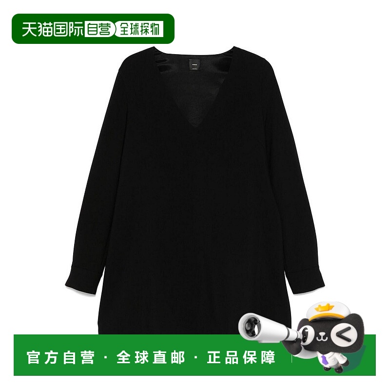 1h可退 PINKO 女士连衣裙 104537A280Z99 AW2024 黑色 V领长袖连