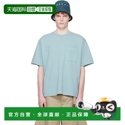 潮奢 Marni 玛尼 男士 蓝色 Cotton Patches T恤 HUMU0358GXUSCY9