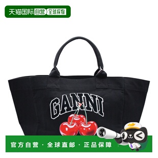 1h可退 潮奢 GANNI 甘尼 女士 黑色棉手提包 B2110038252