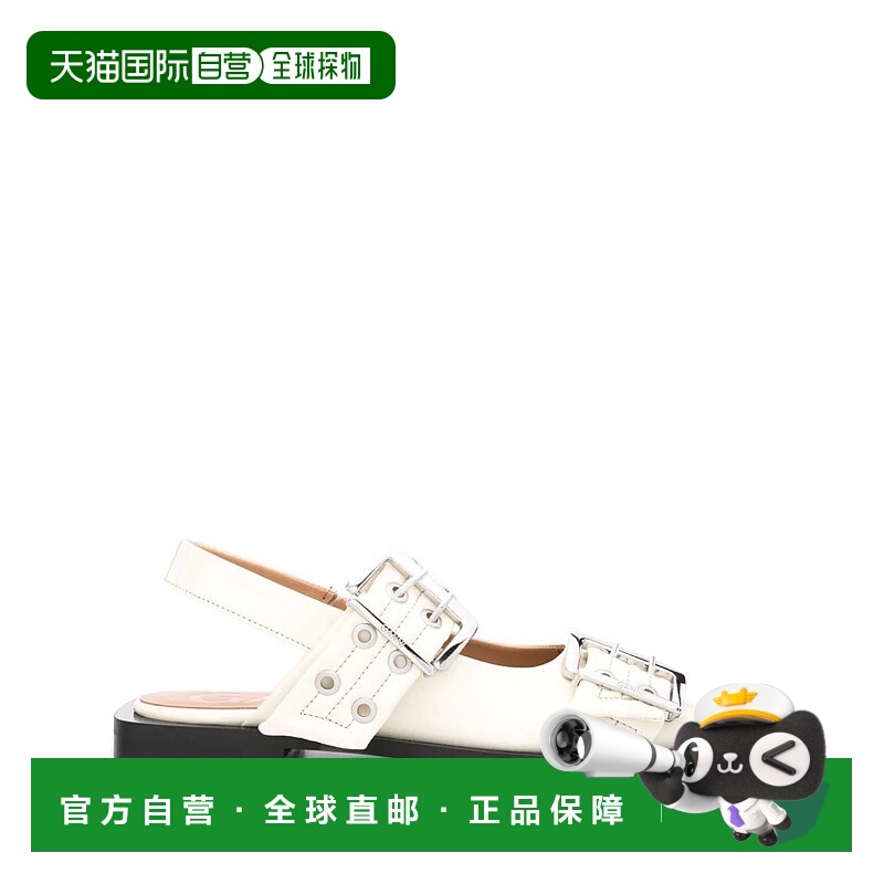1h可退 GANNI 女士休闲鞋 S2842135 AW2025 白色 Buckle ballerin