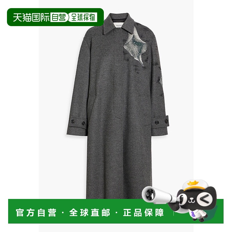 1h可退 潮奢 Valentino 华伦天奴 女士 刺绣羊毛羊绒混纺大衣 B0C