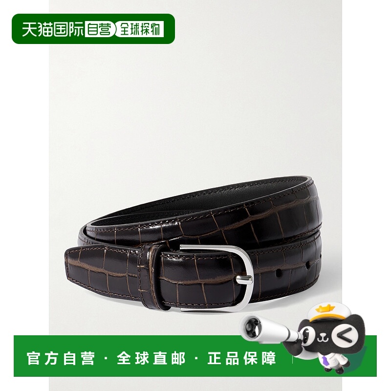 1h可退 潮奢 TOTÊME 女士 鳄鱼纹皮带腰带 244WAM1089LE0138CHOCO