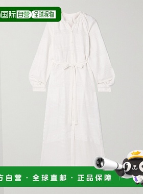 1h可退 潮奢 LEMLEM 女士 Makeda 束带金属感条纹棉/薄纱长款连衣