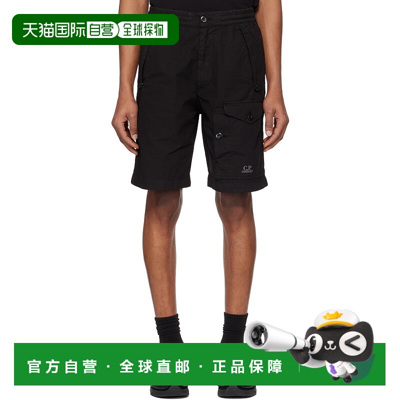 潮奢 C.P. Company 男士 黑色 Microreps 工装短裤 18CMBE060A006