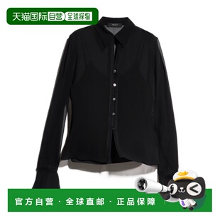 GUCCI 女士衬衫 871996ZHS041000 CO 黑色 轻薄乔其纱衬衫长袖