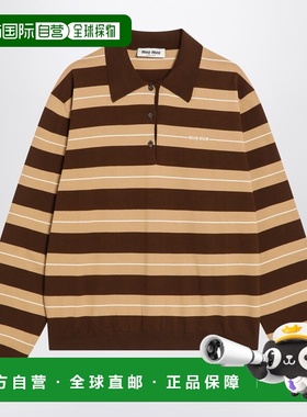 1h可退 潮奢 Miu Miu 缪缪 男士 Cocoa/Caramel 长袖Polo衫 MMLB3