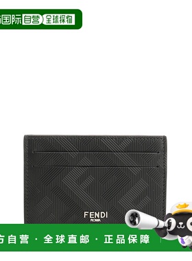 FENDI 男士钱包 7M0371AJF4F0GXN CO 黑色 Flat Card Case卡包