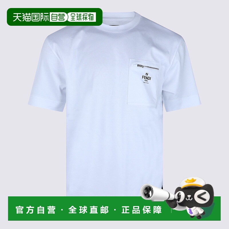 1h可退 FENDI 男士T恤 FY0936ARYRF0QA0 SS2025 白色 T-shirt in