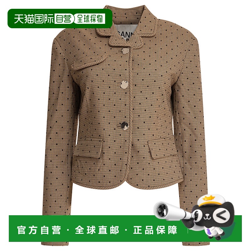 GANNI 女士西服 W0298177 SS2025 灰色 Flock Check Suiting Blaz