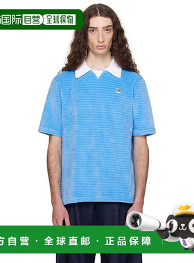 1h可退 潮奢 Casablanca 男士 蓝色 Velour Stripe Polo 衫 MPF25