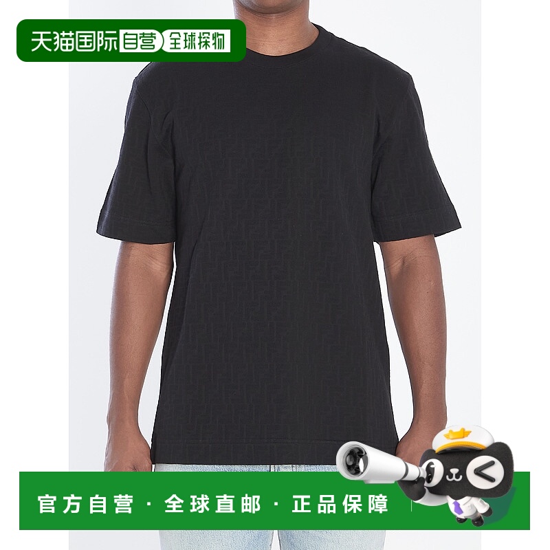 1h可退 FENDI 男士T恤 FAF755AR5GF0GME AW2025 黑色 T-SHIRT FEN