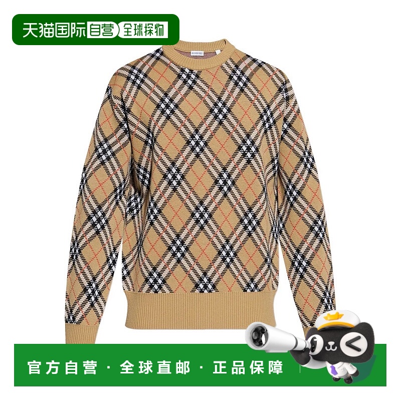 BURBERRY 男士针织毛衣 8111379SAND AW2025 卡其色 CHECK-PATTER