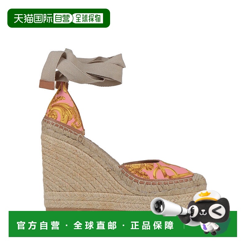 1h可退 潮奢 versace 范思哲 女士 帆布面凉鞋 pink粉色 舒适时尚
