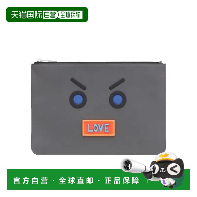 1h可退 FENDI 男士手拿包 7N0078AO3JF0JG2 AW2022 灰色 Love手拿