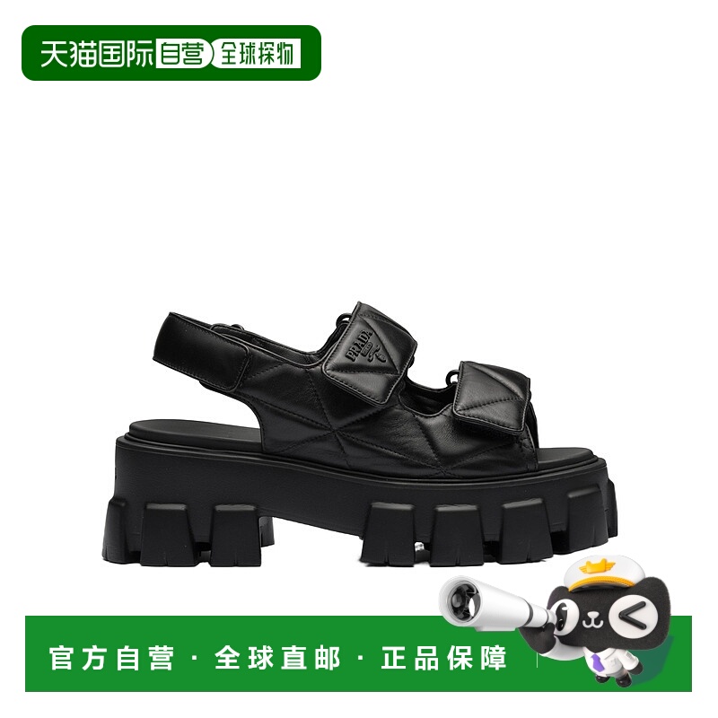 1h可退 PRADA 女士凉鞋 1X439N038F055F0002 CO 黑色 Monolith 徽