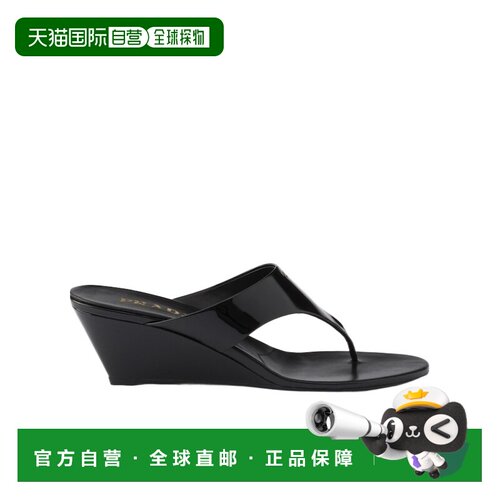 PRADA 女士凉鞋 1Y385O069F055F0002 SS2026 黑色 人字坡跟凉鞋