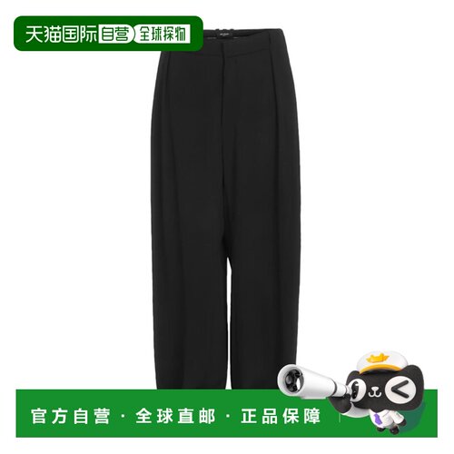 BALMAIN 女士休闲裤 GF1PN215VB000PA AW2026 黑色 褶皱阔腿休闲