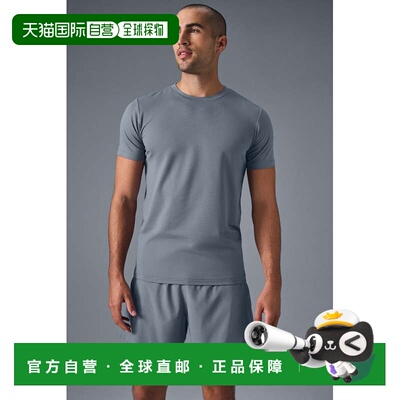 alo yoga Conquer 纯色圆领透气舒适短袖网球T恤 男款m1205rSteel