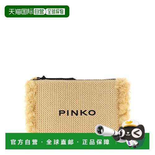 PINKO 女士化妆包 106718A39YHZ3Q SS2026 米白色 Raffia clutch