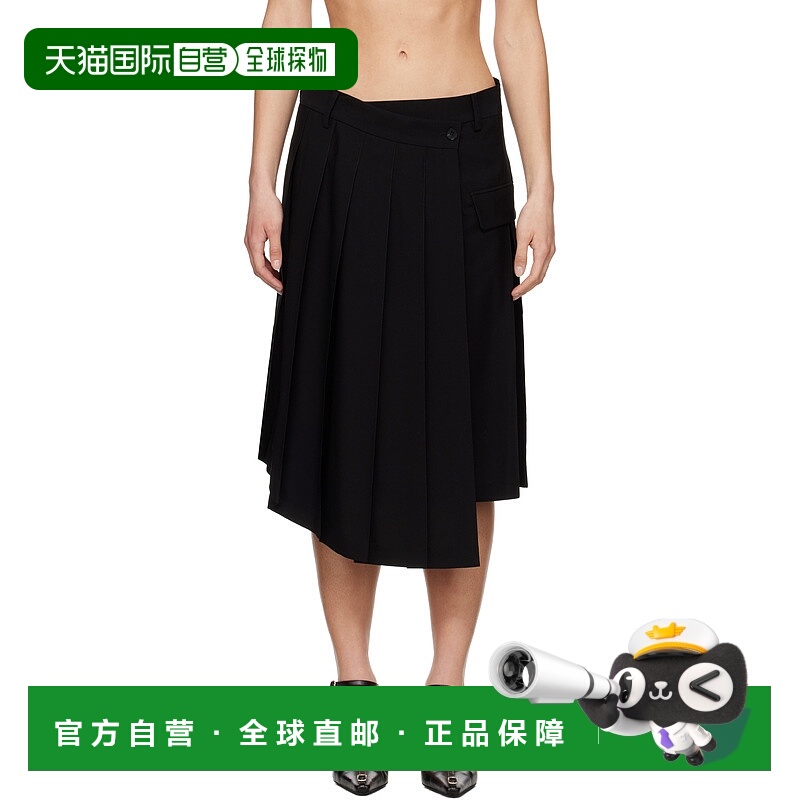 1h可退 潮奢 Feng Chen Wang 女士 黑色压褶半身裙 FUS19SK01B