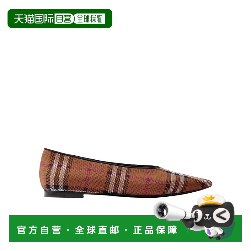 BURBERRY 女士休闲鞋 80655231 SS2023 棕色 格纹尖头芭蕾平底鞋