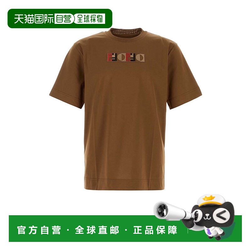 1h可退 FENDI 男士T恤 FY0936AOZ3F0QB3 AW2025 驼色 Biscuit cot