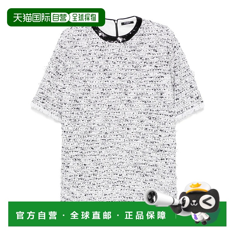1h可退 BALMAIN 女士T恤 EF1EG117CF78GAB CO 花色 粗花呢上衣