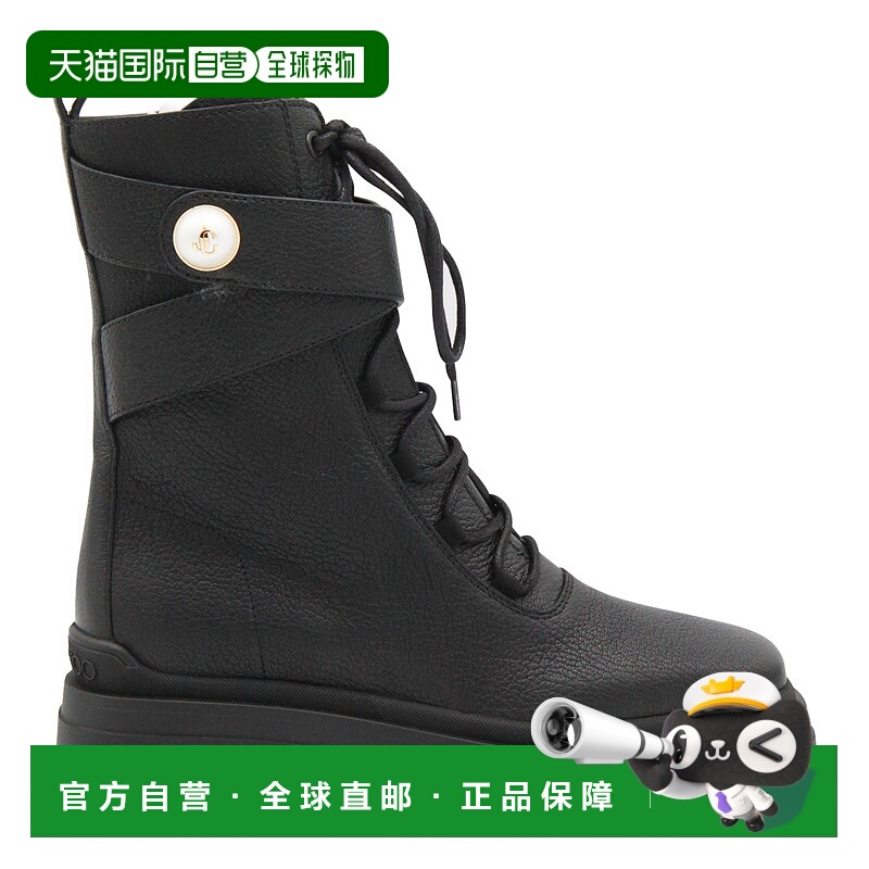1h可退 潮奢 Jimmy Choo 周仰杰 女士 黑色皮质靴子 NOEMI45GNL01