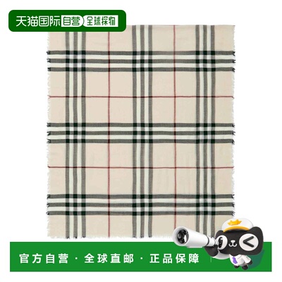 BURBERRY 女士围巾 8090720 SS2026 灰色 Giant Check Wool Scarf