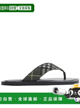 BURBERRY 男士凉鞋 81187721 SS2026 黑色 Pavilion 格纹人字拖