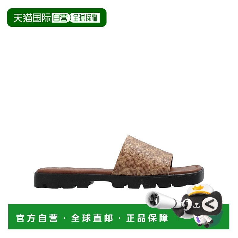 1h可退 COACH 女士凉鞋 CP898NM9 SS2024 黑色 徽标拖鞋