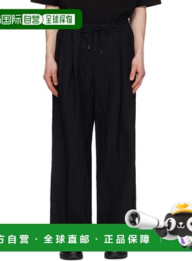 1h可退 潮奢 Juun.J 男士 黑色 Cotton-Linen Blended 长裤 JC552