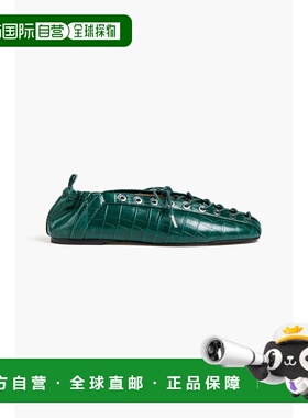 潮奢 GANNI 甘尼 女士 绑带鳄鱼纹芭蕾舞鞋 S30634929774PINENEED