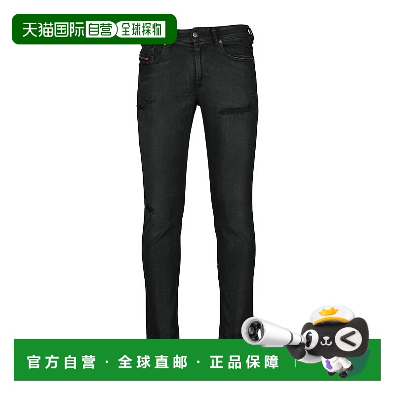 1h可退 DIESEL 男士牛仔裤 A03596068SG02 AW2025 黑色 腰带环牛