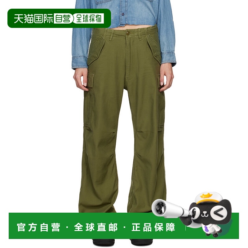 潮奢 R13 女士 绿色 Wide Leg 工装裤 R13WR097R109B