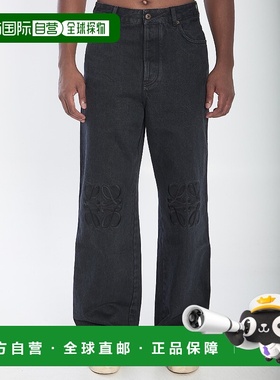 LOEWE 男士休闲裤 H526Y11WA41100 AW2025 黑色 腰带环牛仔裤