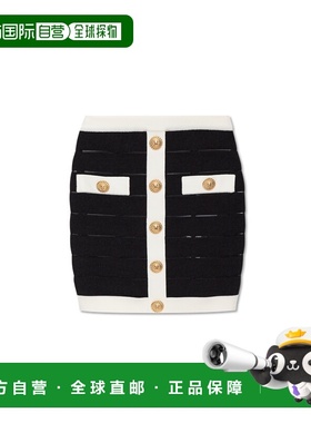 BALMAIN 女士半身裙 DF1LB017KG59EAB CO 黑色 纽扣高腰半身裙