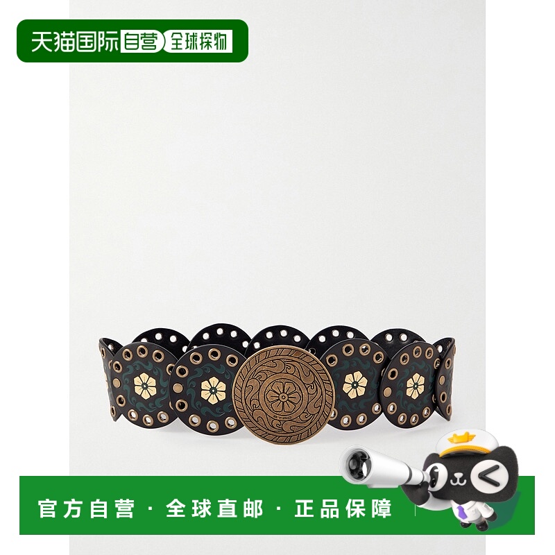 潮奢 Etro 艾特罗 女士 铆钉打孔精饰凹纹皮带腰带 WP3A0017AKH39