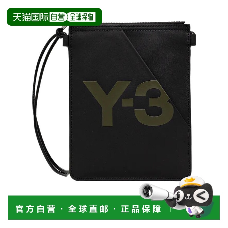 1h可退 Y-3 男士斜挎包 JE2013 AW2024 黑色 徽标拉链单肩包