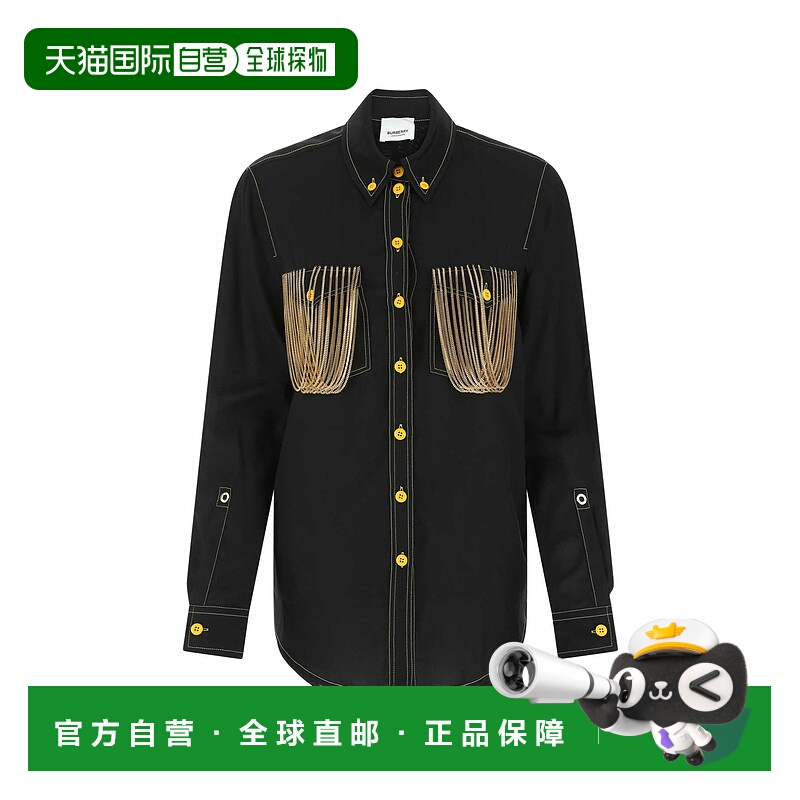 BURBERRY 女士衬衫 8046945A1189 AW2021 黑色 Chain-detail Shir
