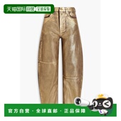 潮奢 金属感涂层高腰牛仔裤 GANNI 女士 1h可退 leg 甘尼 barrel