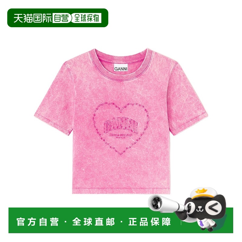1h可退 GANNI 女士T恤 T4319514 AW2025 粉红色 短袖T恤